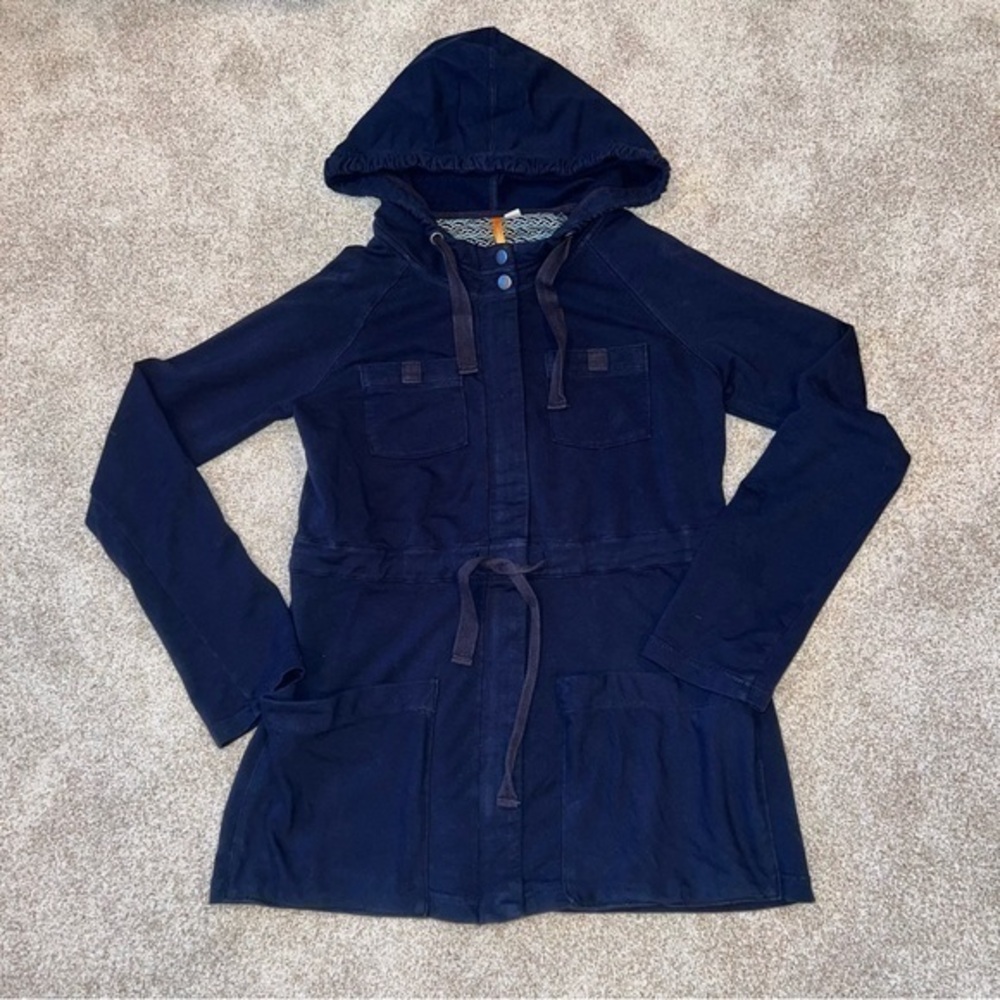 Sundry Women’s Zip Up‎ Hooded Cotton Jersey Jacket Navy Blue Size Small
